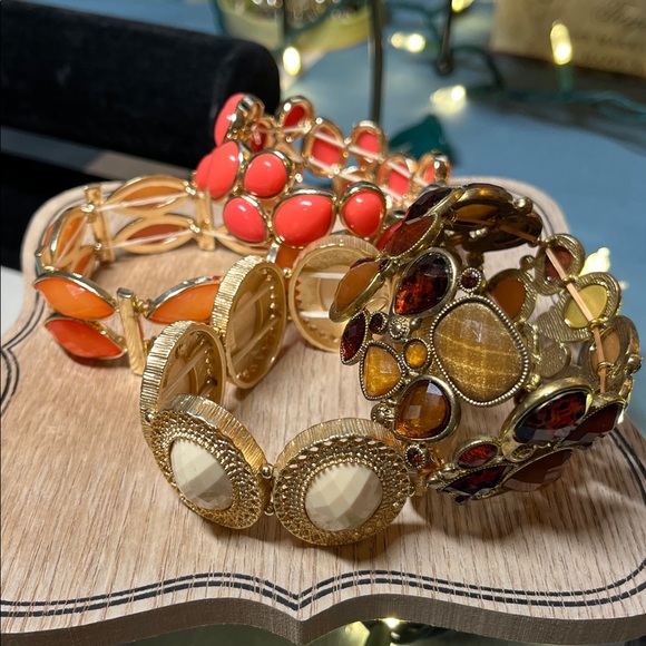 Gold stretch bracelet lot, lot of 4, beautiful - Picture 12 of 12